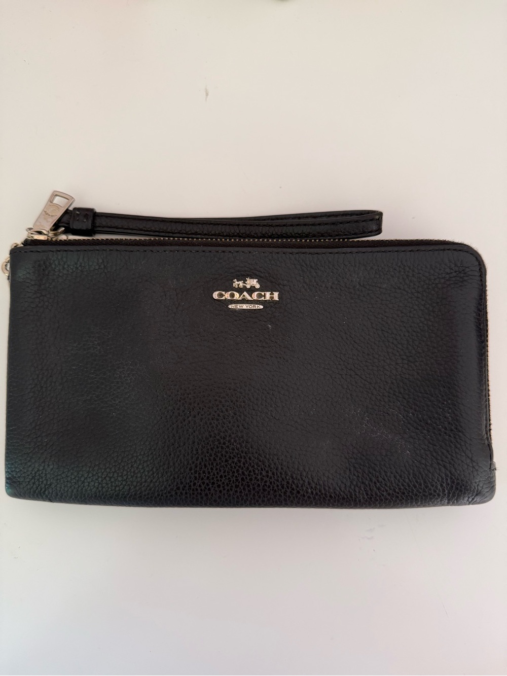 Coach Black Pebbled Leather Wristlet Clutch
